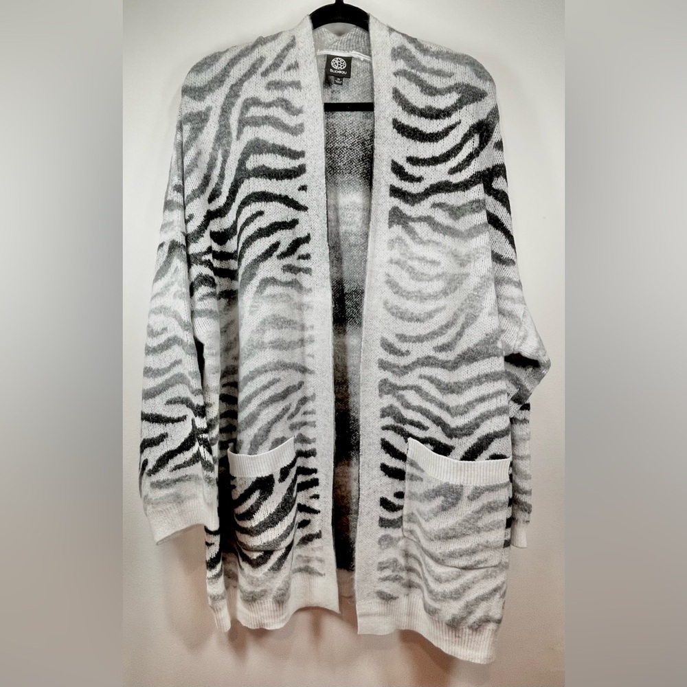 NWOT BOBEAU‎ Women’s Plus Size Ombre Zebra Stripe Sweater Cardigan Size 3X